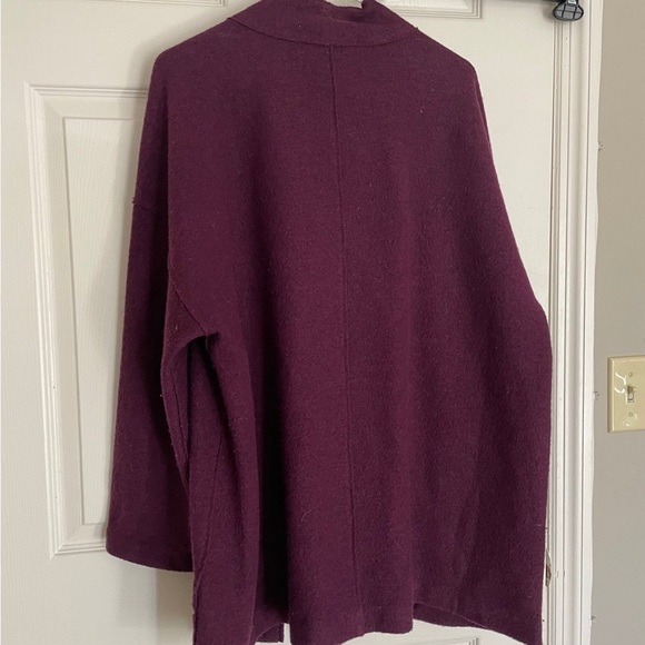 Eileen fisher 100% wool purple open cardigan women’s large - Picture 9 of 10